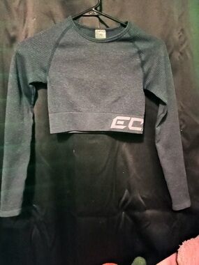 ECHT Dark Teal Long Sleeve Crop Top